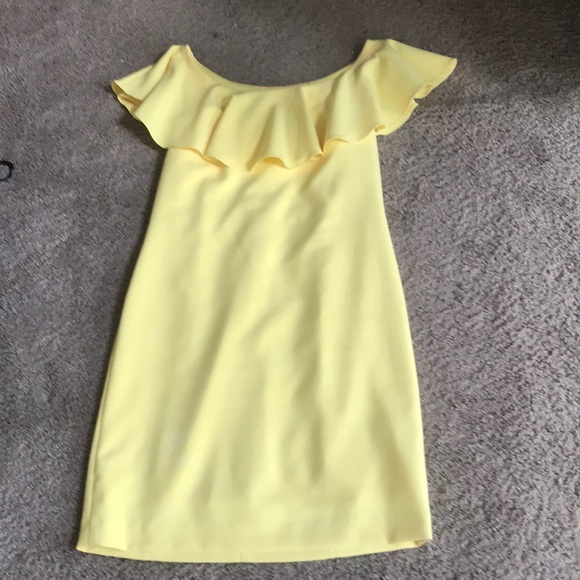 Antonio Melani yellow off the should lines dress - Picture 2 of 7